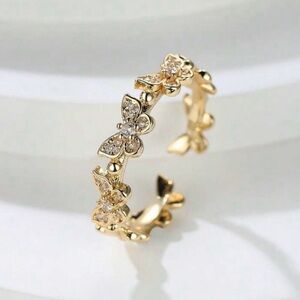 Gold Plated Cuff Butterfly Ring